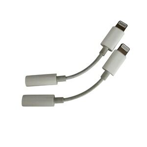 Apple Lightning to 3.5mm Headphone Jack Adapter Lot‎ of 2 OEM White Audio Dongle